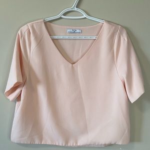 Be You Light Pink Satin Crop Blouse